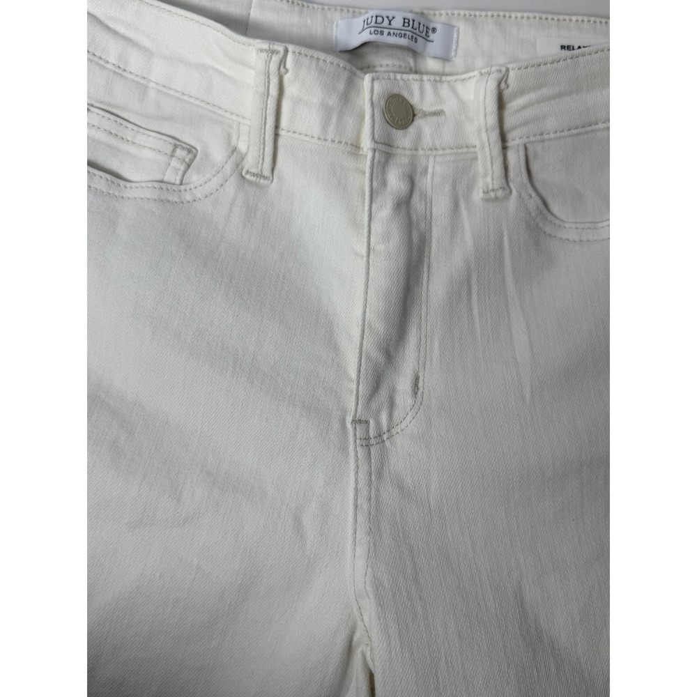 Judy Blue Los Angeles White Denim Jeans Relaxed Fit Braided Trim‎ Women - Picture 14 of 14